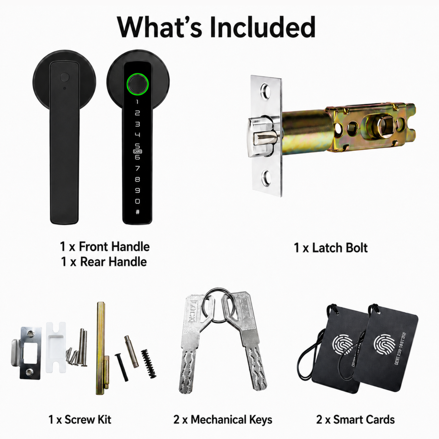 5-in-1 Smart Lock | Fingerprint, Mobile App, Passcode, IC Card & Key