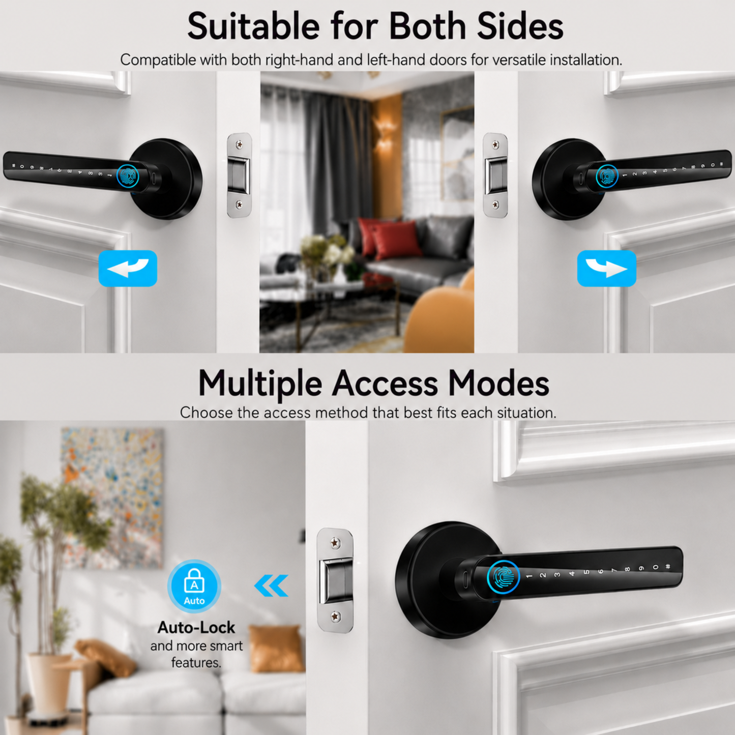 5-in-1 Smart Lock | Fingerprint, Mobile App, Passcode, IC Card & Key
